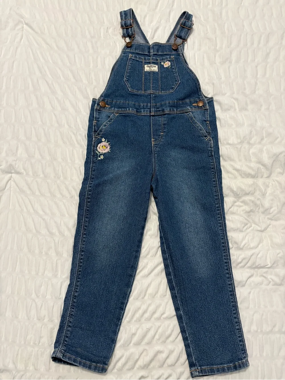 OshKosh B'gosh Kids' Dark Blue Denim Overalls Girls
